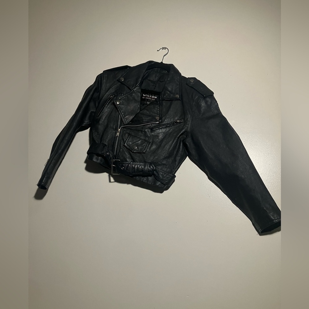 Wilson Vintage Black Leather Biker Jacket